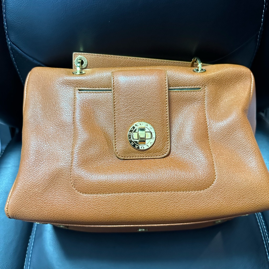 Stunning Bvlgari Cognac Colored Handbag With Feet.